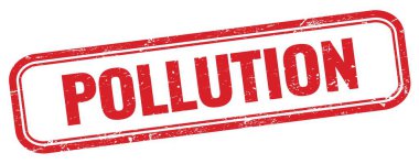 Kırmızı grungy dikdörtgen damgası üzerinde POLUTION metni.