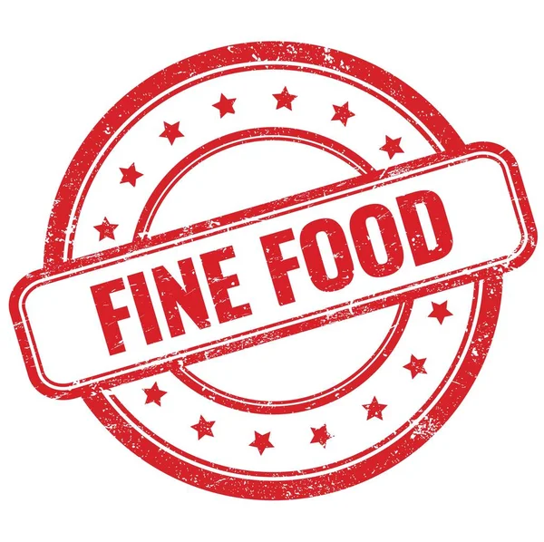 Текст Fine Food Червоній Старовинній Круглої Гумовій Марці — стокове фото