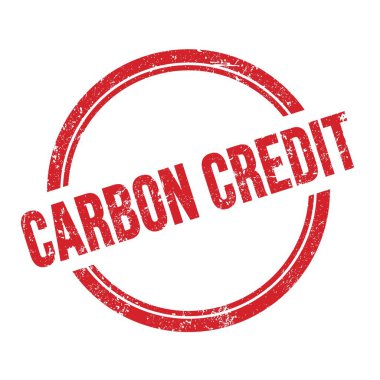 Kırmızı grungy vintage yuvarlak pul üzerine yazılmış CARBON CREDIT metni.