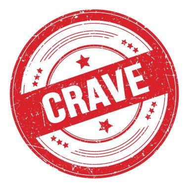 Kırmızı yuvarlak grungy doku damgası üzerine CRAVE metin.