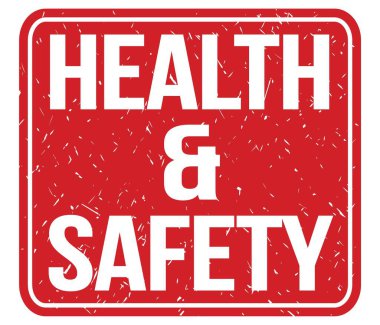 SAĞLIK & GÜVENLİK, kırmızı vintage mühür işareti üzerine yazılmış metin