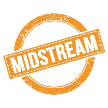 Turuncu grungy yuvarlak vintage pullu MIDSTREAM metni.