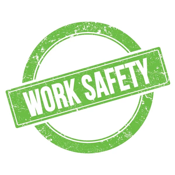 Yeşil grungy yuvarlak vintage pul üzerinde iş güvenliği metni.