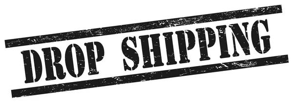 黑色长方形长方形邮票上的Drop Shipping文字 — 图库照片