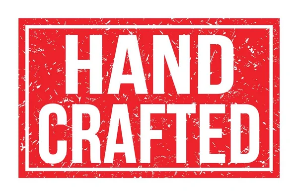 Hand Crafted Woorden Geschreven Rood Rechthoek Stempel Teken — Stockfoto