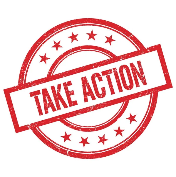Take Action Text Written Red Vintage Rubber Stamp — Stock Photo, Image