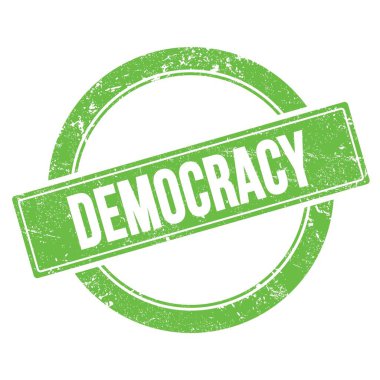 Yeşil grungy yuvarlak vintage damga üzerinde DEMOCRACY metin.