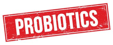 Kırmızı grungy dikdörtgen damga işareti üzerinde PROBIOTICS metin.
