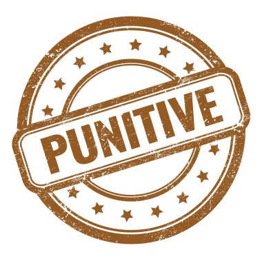 Kahverengi grungy vintage yuvarlak kauçuk damgalı PUNITIVE metin.