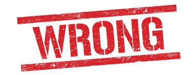 Kırmızı grungy dikdörtgen damga işareti üzerinde yanlış metin.