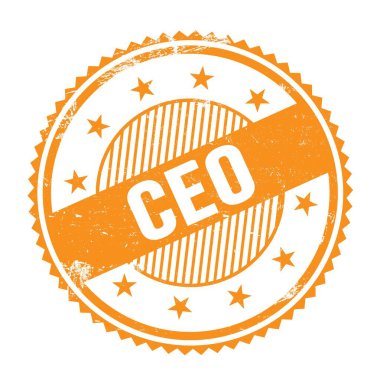 CEO metni turuncu grungy zig zag sınırlarında yuvarlak pul üzerine yazılmış.