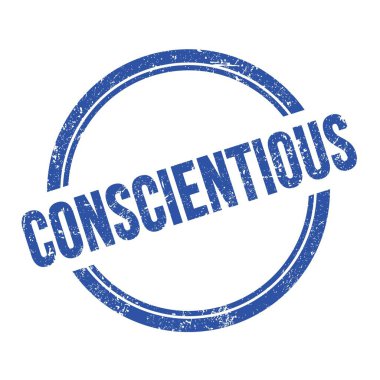 Mavi grungy vintage yuvarlak pul üzerine yazılmış bilinçli metin.