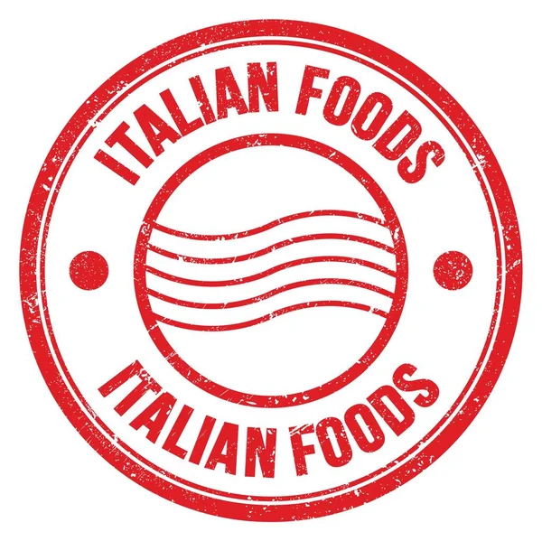 Alimentos Italianos Palabra Escrita Rojo Ronda Sello Postal Signo — Foto de Stock