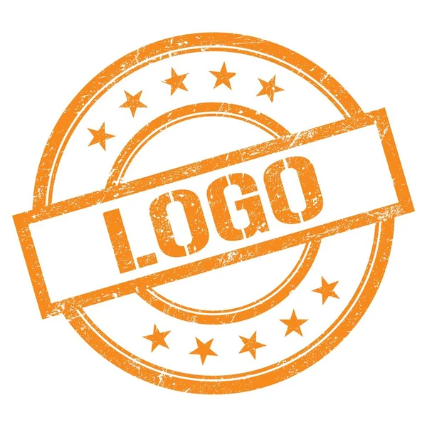 Logo Tekst Geschreven Oranje Ronde Vintage Stempel — Stockfoto