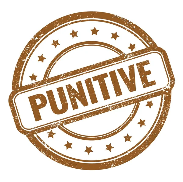 Kahverengi grungy vintage yuvarlak kauçuk damgalı PUNITIVE metin.