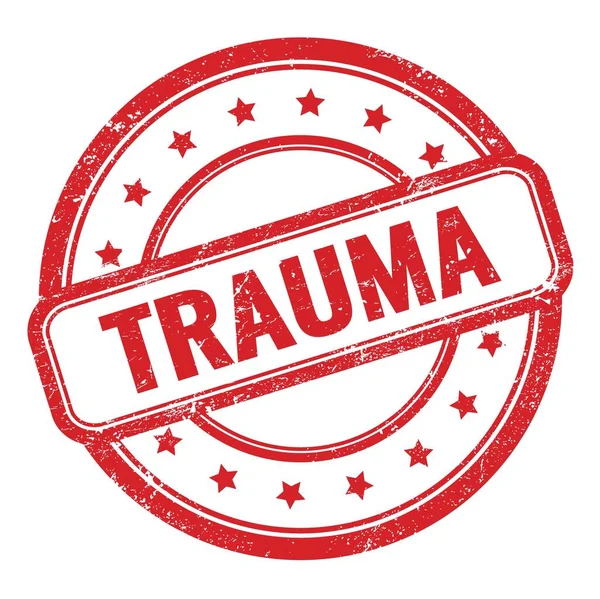 Trauma Text Red Grungy Vintage Rubber Stamp — 图库照片