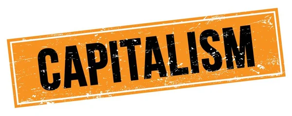 Capitalism Text Black Orange Grungy Rectangle Stamp Sign — ストック写真