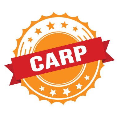 Kırmızı turuncu rozet damgalı CARP metni.