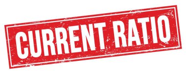 Kırmızı grungy dikdörtgen damga işareti üzerinde CURRENT RATIO metni.