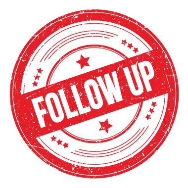 Kırmızı yuvarlak grungy desen damgası üzerine FOLLOW UP metin.