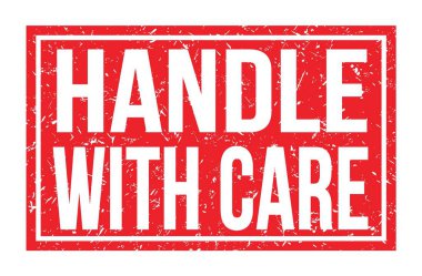 CARE İLE, kırmızı dikdörtgen mühür üzerine yazılmış kelimeler