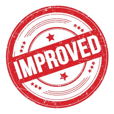 Kırmızı yuvarlak grungy desen damgası üzerine IMPROED metin.