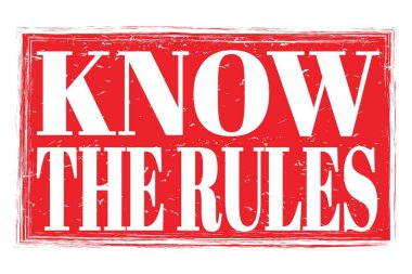 Kuralları bil, kırmızı pul üzerine yazılmış kelimeler.