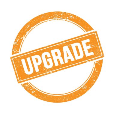 Turuncu grungy yuvarlak vintage pullu UPGRAD metin.