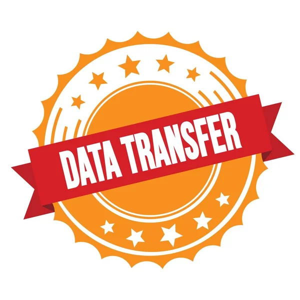Data Transfer Text Rött Orange Band Emblem Stämpel — Stockfoto