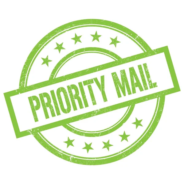 Priority Mail Text Geschrieben Auf Grünen Runden Vintage Gummistempel — Stockfoto