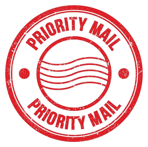 Prioritet Mail Ord Skrivet Röd Rund Poststämpel Tecken — Stockfoto
