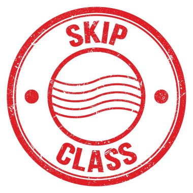 Kırmızı yuvarlak posta pulu işareti üzerine yazılmış SKIP Sınıfı metin