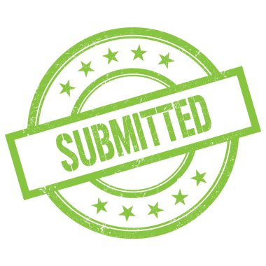 SUBMITTED text written on green round vintage rubber stamp.