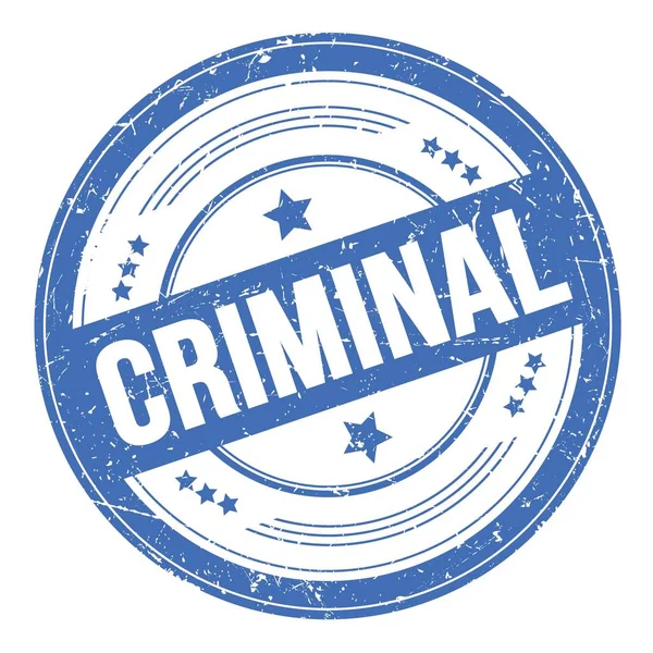 Kriminális Szöveg Kék Kerek Grungy Textúra Bélyegzőn — Stock Fotó