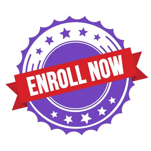 Enroll Now Text Red Violet Ribbon Badge Stamp — Stock Photo, Image