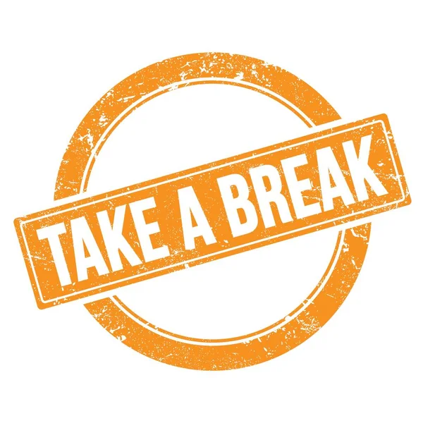 Turuncu grungy yuvarlak vintage pul üzerine bir mola metni al.