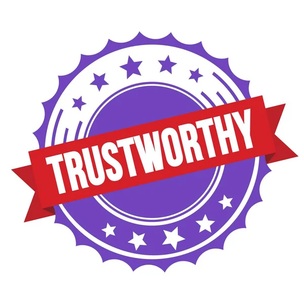 Trustworthy Text Red Violet Ribbon Badge Stamp — Stock Photo, Image