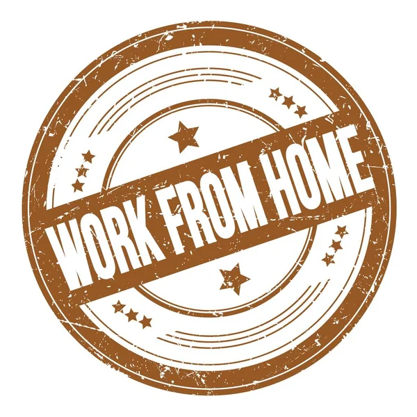 Work Home Text Brown Grungy Texture Stamp — ストック写真