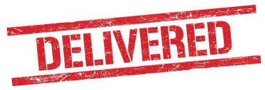 Kırmızı grungy dikdörtgen damga işareti üzerinde DELIVERED metin.