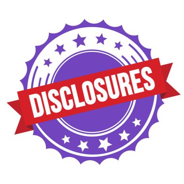 DISCLOSURES text on red violet ribbon badge stamp.