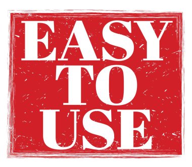 Kullanımı kolay, kırmızı pul işareti üzerine yazılmış.