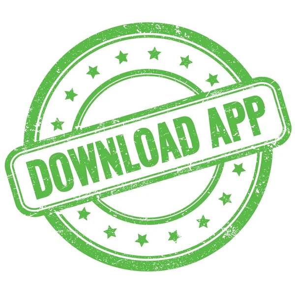 Download App Κείμενο Πράσινο Vintage Grungy Στρογγυλό Καουτσούκ Σφραγίδα — Φωτογραφία Αρχείου