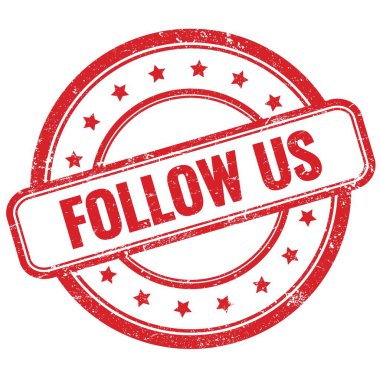 FOLLOW ABD metin kırmızı vintage grungy yuvarlak kauçuk damga.