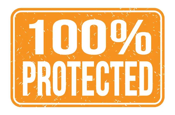100 Protected Words Written Orange Rectangle Stamp Sign — Photo