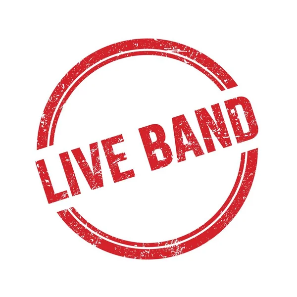 Live Band Text Skriven Röd Grungy Vintage Runda Stämpel — Stockfoto