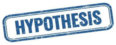 Mavi grungy vintage dikdörtgen damgalı HYPOTHESIS metni.