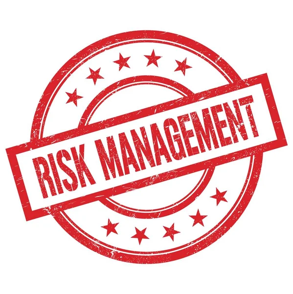 Risk Management Text Skriven Röd Rund Vintage Gummi Stämpel — Stockfoto