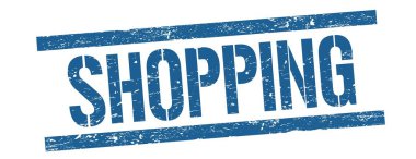 Mavi grungy line damga işareti üzerinde alışveriş metni.