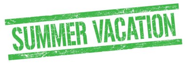 Yeşil grungy dikdörtgen damga işareti üzerine YAZ Tatil metni.