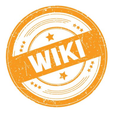 WIKI metin üzerinde turuncu yuvarlak grungy doku damgası.